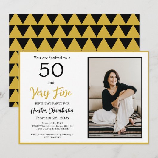 Invitation 50 et très fin 50e anniversaire fête (Devant / Derrière)