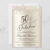 Invitation 50 Fabuleuse Parties scintillant Champagne Gold An (Devant)