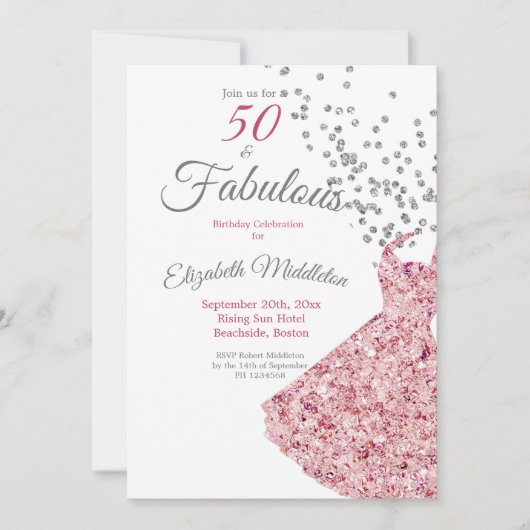 Invitation 50 Fabuleuse Parties scintillant Élégante soirée c (Devant)