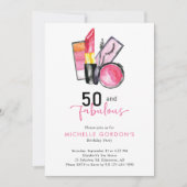 Invitation 50 & Fabuleux 50e Anniversaire Cosmétiques Beauté (Devant)