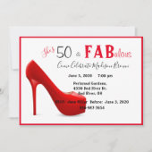 Invitation 50 & Fabuleux 50e anniversaire Femme Rouge (Devant)