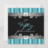 Invitation 50 & Fabuleux 50e anniversaire fête Argent Turquoi (Devant)