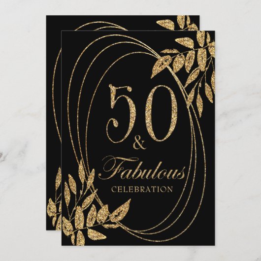 Invitation 50 & Fabuleux Anniversaire Célébration Parties sci (Devant / Derrière)