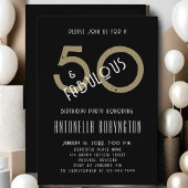 Invitation 50 fabuleux anniversaire d'or noir blanc