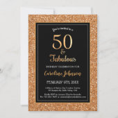 Invitation 50 & Fabuleux Anniversaire Sparkly Gold Parties sc (Devant)