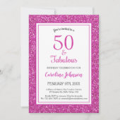 Invitation 50 & Fabuleux anniversaire Sparkly Pink Parties sc (Devant)