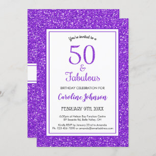 Invitation 50 & Fabuleux anniversaire Sparkly Purple Parties 