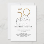 Invitation 50 & Fabuleux Black White & Gold Photo Anniversair (Devant)
