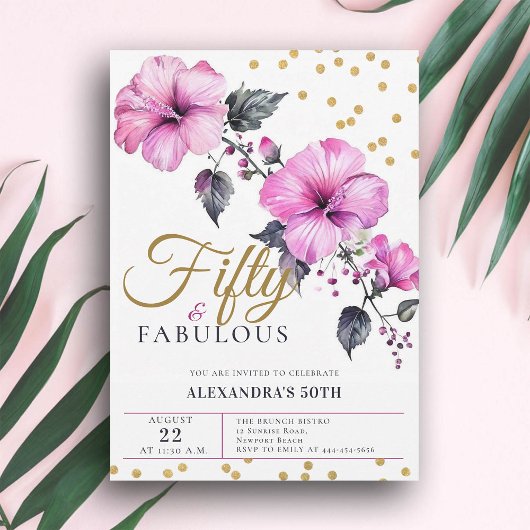 Invitation 50 Fabuleux Bold Hibiscus Tropical 50e anniversair