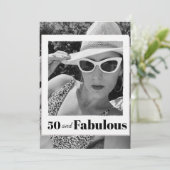 Invitation 50 Fabuleux cadre photo noir blanc anniversaire (Debout devant)