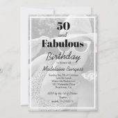 Invitation 50 Fabuleux cadre photo noir blanc anniversaire (Dos)