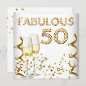 Invitation 50 Fabuleux Champagne d'or fête d'anniversaire (Devant / Derrière)