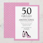 Invitation 50 & Fabuleux Cinquantième anniversaire fête (Devant / Derrière)