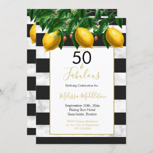 Invitation 50 Fabuleux citron noir blanc bracelet marbre