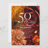 Invitation 50 & Fabuleux Couleur de soleil foncé Moody Floral (Devant)