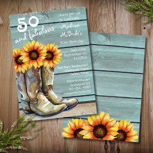 Invitation 50 & Fabuleux Cowgirl Tournesol 50e Anniversaire
