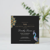 Invitation 50 & Fabuleux Elegant Aquarelle Peacock Anniversai (Debout devant)