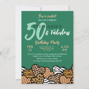 Invitation 50 & Fabuleux Emerald Coeurs sauvages Cinquante An