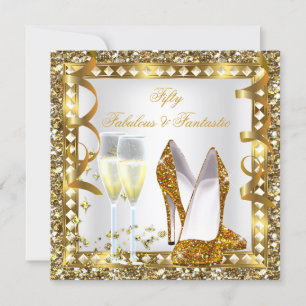 Invitation 50 Fabuleux et Fantastique Anniversaire Glamour Or