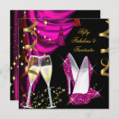 Invitation 50 Fabuleux et fantastique Champagne Rose (Devant / Derrière)