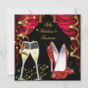 Invitation 50 Fabuleux et Fantastique Champagne Rouge