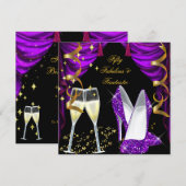 Invitation 50 Fabuleux et fantastique Champagne violet (Devant / Derrière)
