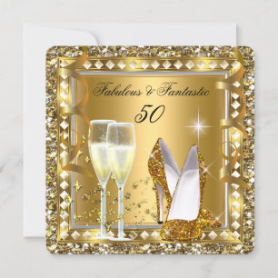 Invitation 50 Fabuleux et Fantastique Or Glam Argent Annivers