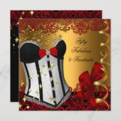 Invitation 50 & Fabuleux Fantastic Red Black Gold Anniversair (Devant / Derrière)