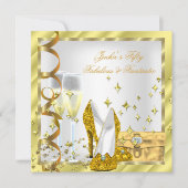 Invitation 50 & Fabuleux Fantastique Blanc Jaune Or Anniversa (Devant)
