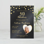 Invitation 50 & Fabuleux Faux Black Metallic & Gold Anniversa (Debout devant)