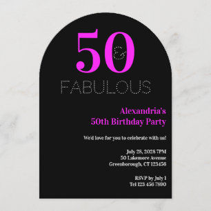 Invitation 50 fabuleux Fête d'anniversaire 50 ans Rose Néon N