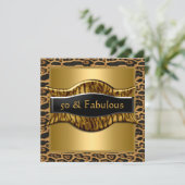 Invitation 50 & Fabuleux fête d'anniversaire Gold Black Leopa (Debout devant)