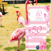Invitation 50 Fabuleux Flamant rose rose Floral Chic Annivers