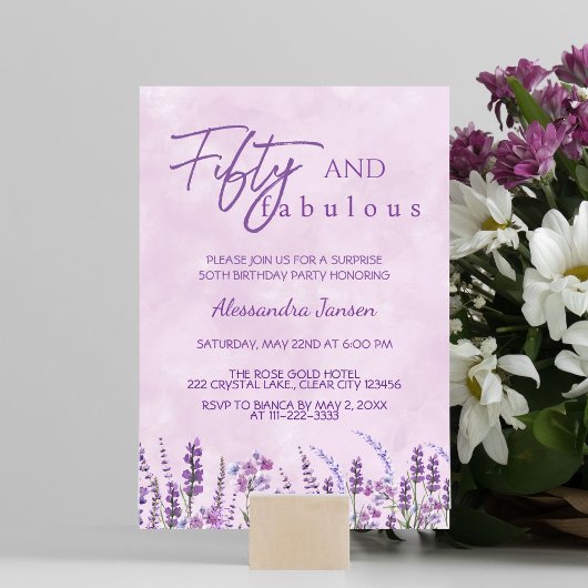 Invitation 50 & Fabuleux Fleur Sauvage Violette 50e Anniversa