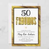 Invitation 50 Fabuleux Gold Black Metallic moderne Anniversai (Devant)