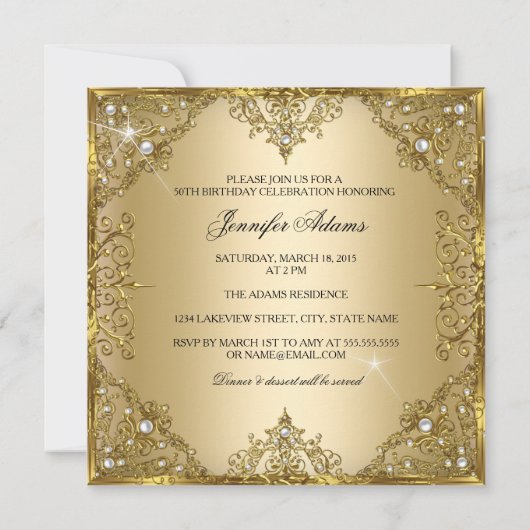 Invitation 50 Fabuleux Gold Pearl Bow 50e anniversaire (Dos)