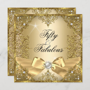 Invitation 50 Fabuleux Gold Pearl Bow 50e anniversaire