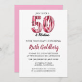 Invitation 50 & Fabuleux Impression Léopard Rose B (Devant / Derrière)