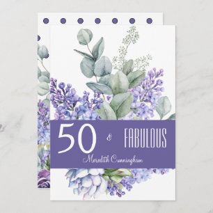 Invitation 50 & Fabuleux Lavender Floral Aquarelle