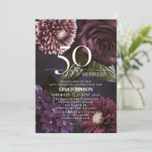 Invitation 50 & Fabuleux Moderne Dark Moody Bourgogne Floral (Debout devant)