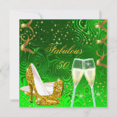 Invitation 50 Fabuleux Parties scintillant de chaux d'or haut (Devant)