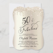 Invitation 50 Fabuleux Parties scintillant d'or fête d'annive (Devant)