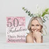 Invitation 50 & Fabuleux Parties scintillant rose Confetti An (Debout devant)