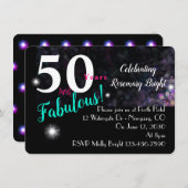 Invitation 50 fabuleux, parties scintillant sur noir, polyval (Devant / Derrière)