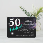Invitation 50 fabuleux, parties scintillant sur noir, polyval (Debout devant)