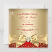 Invitation 50 & Fabuleux Photo Gold Red Bow 50e anniversaire (Dos)