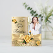 Invitation 50 & Fabuleux Photo Gold Yellow Rose Bow Anniversa (Debout devant)
