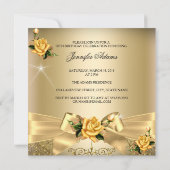 Invitation 50 & Fabuleux Photo Gold Yellow Rose Bow Anniversa (Dos)
