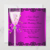 Invitation 50 Fabuleux Pink Black Gold 50e Champagne Party (Dos)