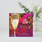 Invitation 50 & Fabuleux Pink Red Gold Black fête d'anniversa (Debout devant)